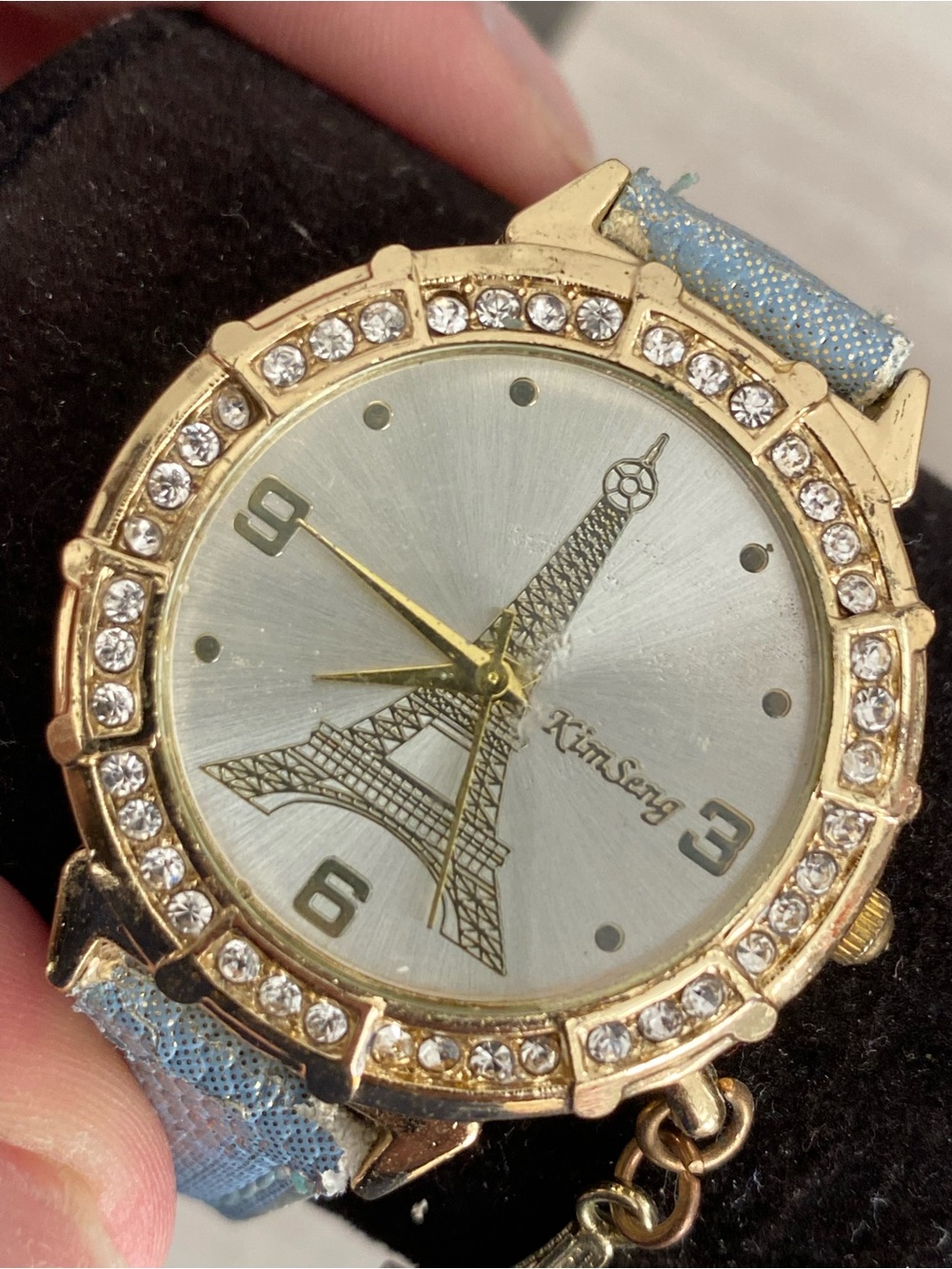 Gold-Tone Eiffel Tower Women's Watch with Blue Strap